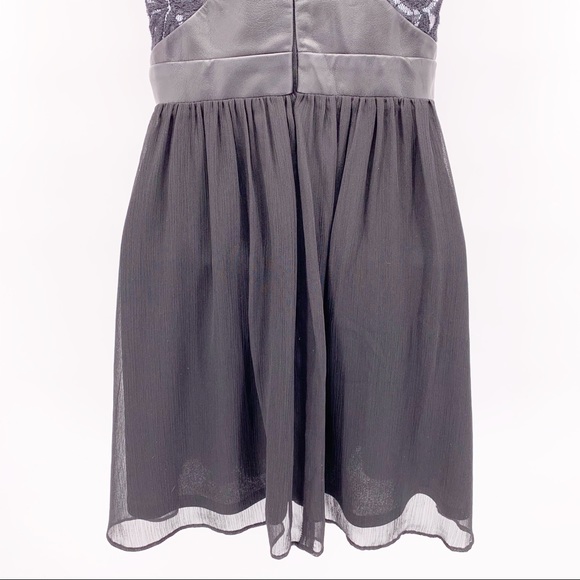 BCBG Black Faux Leather and Lace Mini Dress Sz 0 - Picture 6 of 9